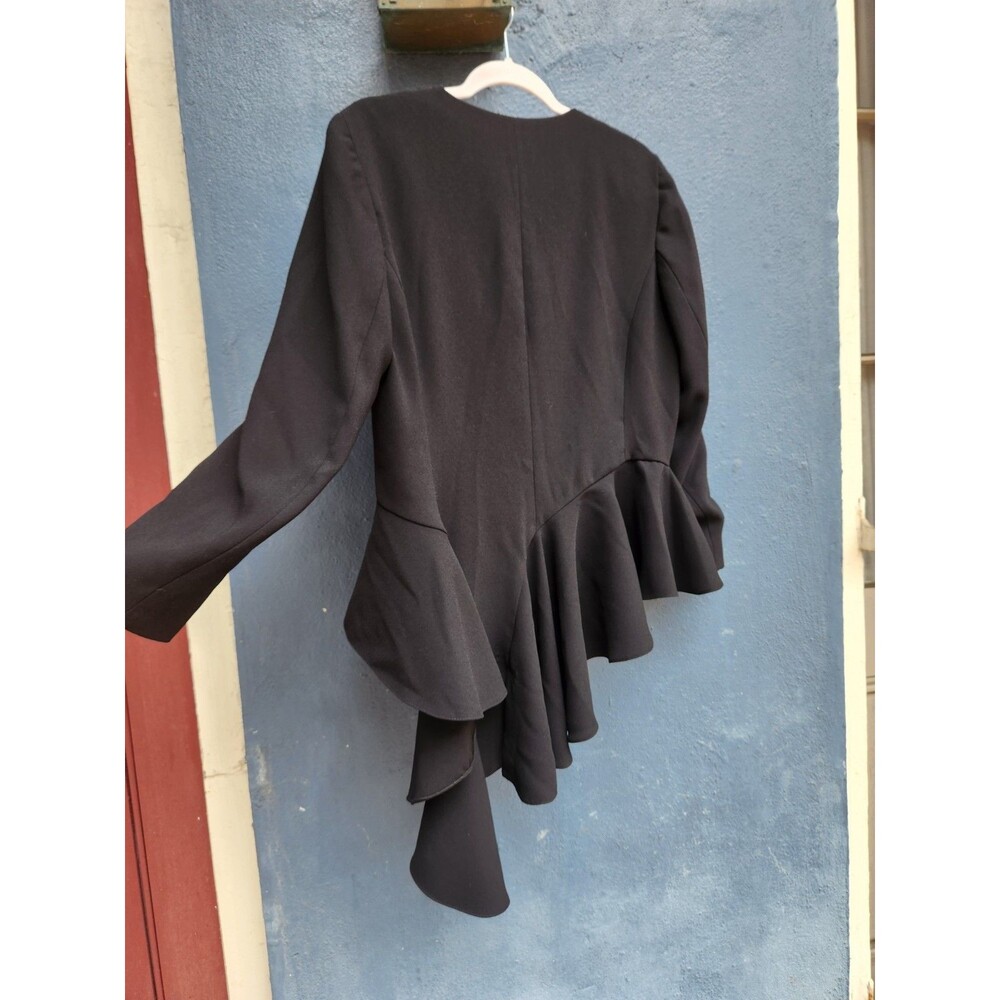 Asymmetrical Cascading Ruffle Hem Jacket L Zara Diagonal Drop Dark Feminine Vamp
